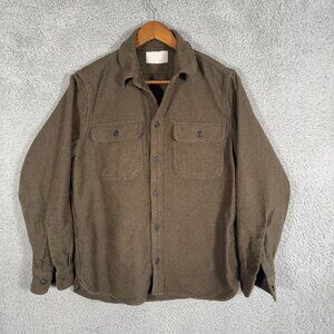 Everlane Mens The Heavyweight Overshirt Outdoors Button Up Shirt Olive Medium